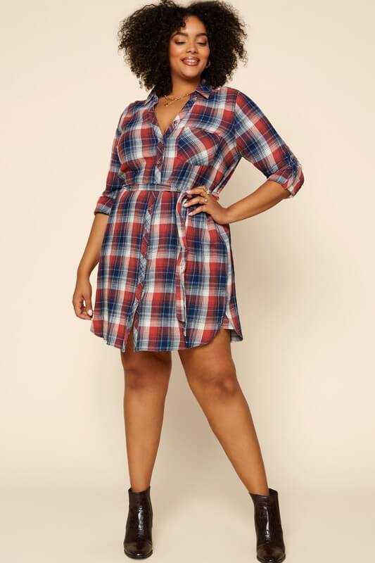 Jayla Tie-waist Plaid Shirt Dress – REBELLA